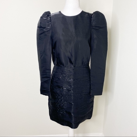 H&M Dresses & Skirts - Black puffy sleeves metallic textured dress NWT